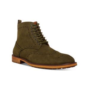 MADDEN Mens Olive Green Brogue Front Heel Remppr Wingtip Boots Shoes 9.5